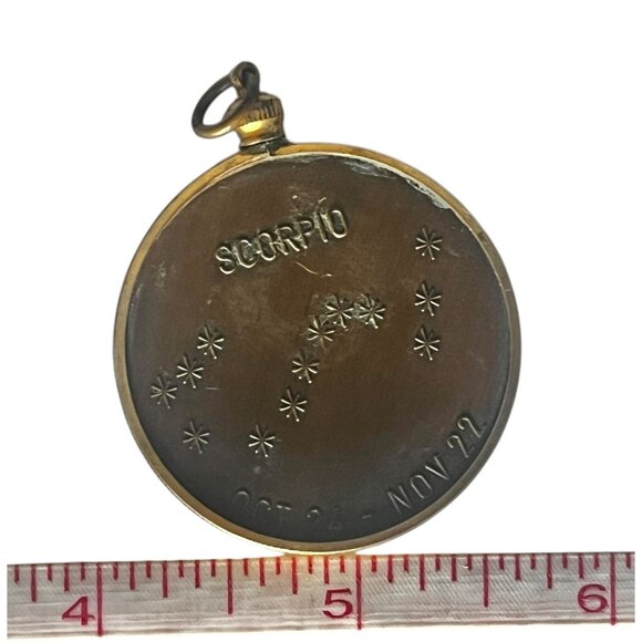 Vintage Scorpio Zodiac Pendant Brass & Copper - Picture 5 of 5